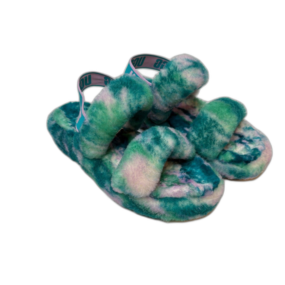 UGG  Oh Yeah Cozy Indoor Outdoor Marble Aquatic Blue Slide Sandals Womens Size 8